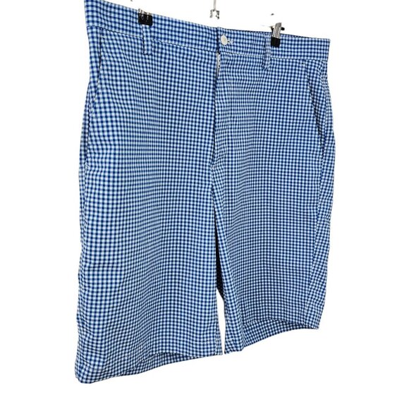 Footjoy Mens Seersucker Check Print Golf Shorts, Blue, White, Size 36 - Picture 8 of 8